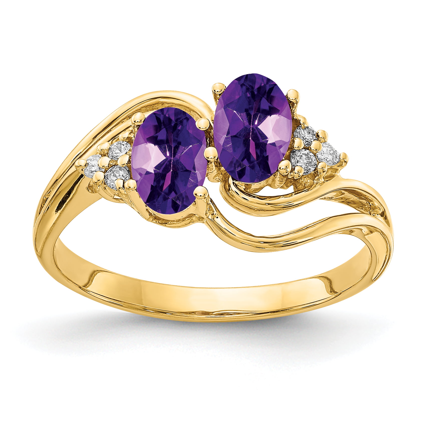 6.00 Cttw Round Cut Simulated Amethyst Solitaire Stud Earrings In 14K Solid Gold