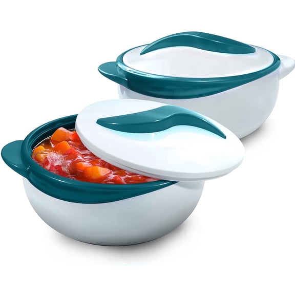 Pinnacle Thermoware 1.5-Qt Stainless Steel Bowl Insulated Food Container, Turquoise, 2 Pack