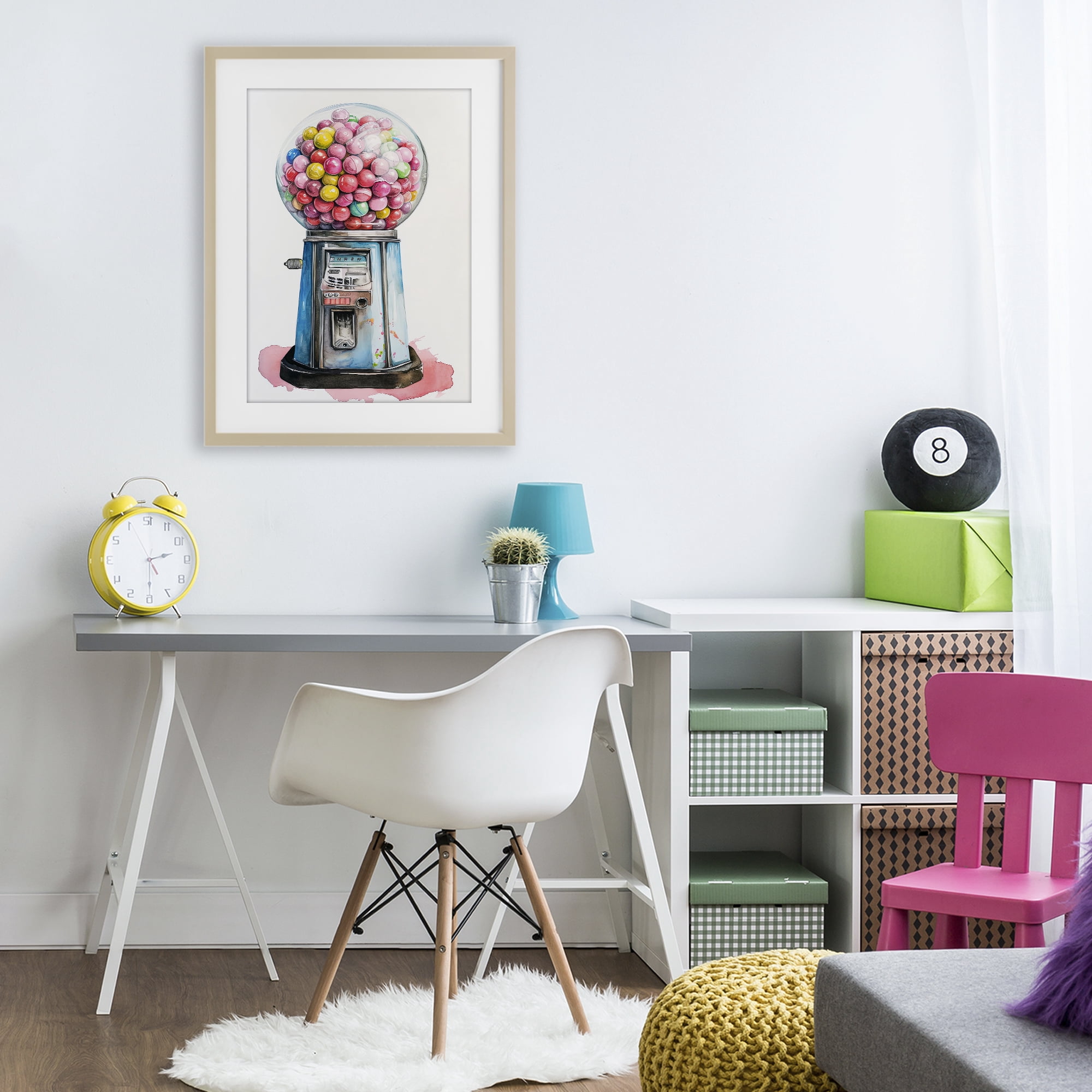 Stupell Industries Retro Gumball Machine Birch Framed Print Under Glass, design by Ray Powers