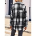 thumbnail image 5 of Womens Fall Fashion Flannel Shackets Plaid Button Down Jacket Casual Long Sleeve Fleece Shirt with Pockets Dark Gray M, 5 of 7