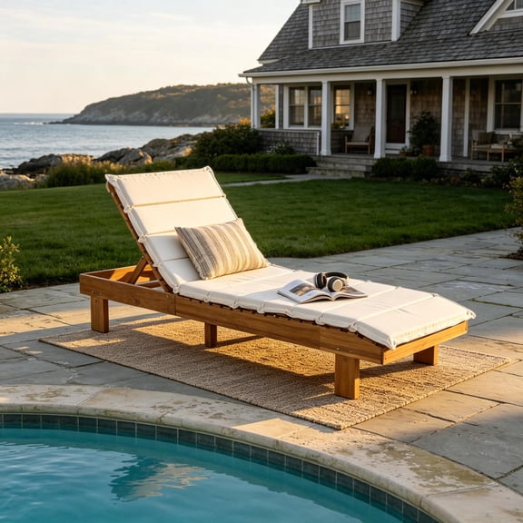 Christopher Knight Home Outdoor Chaise Lounge with Multi-Fold Cushion, Adjustable Backrest, Teak Beige