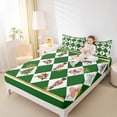 thumbnail image 4 of Homewish Dreamy Fairy Princess Bed Sheets for Teen, Green Buffalo Checkered King Sheets, Kawaii Santa Claus Sheet Set, Microfiber Bedroom Decor, 4 Pieces, 4 of 7