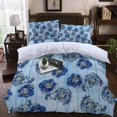 thumbnail image 2 of Blue Gradient Peony Flower Duvet Cover Set Full Size, Country Floral Blue Wood Grain 4 Piece Bedding Set with Zipper Closure & Corner Ties Soft Breathable Comforter Cover for Bedroom, 2 of 9