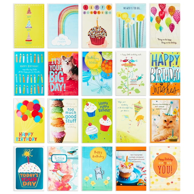 Surtido de tarjetas de cumpleaños Hallmark, 20 unidades con sobres
