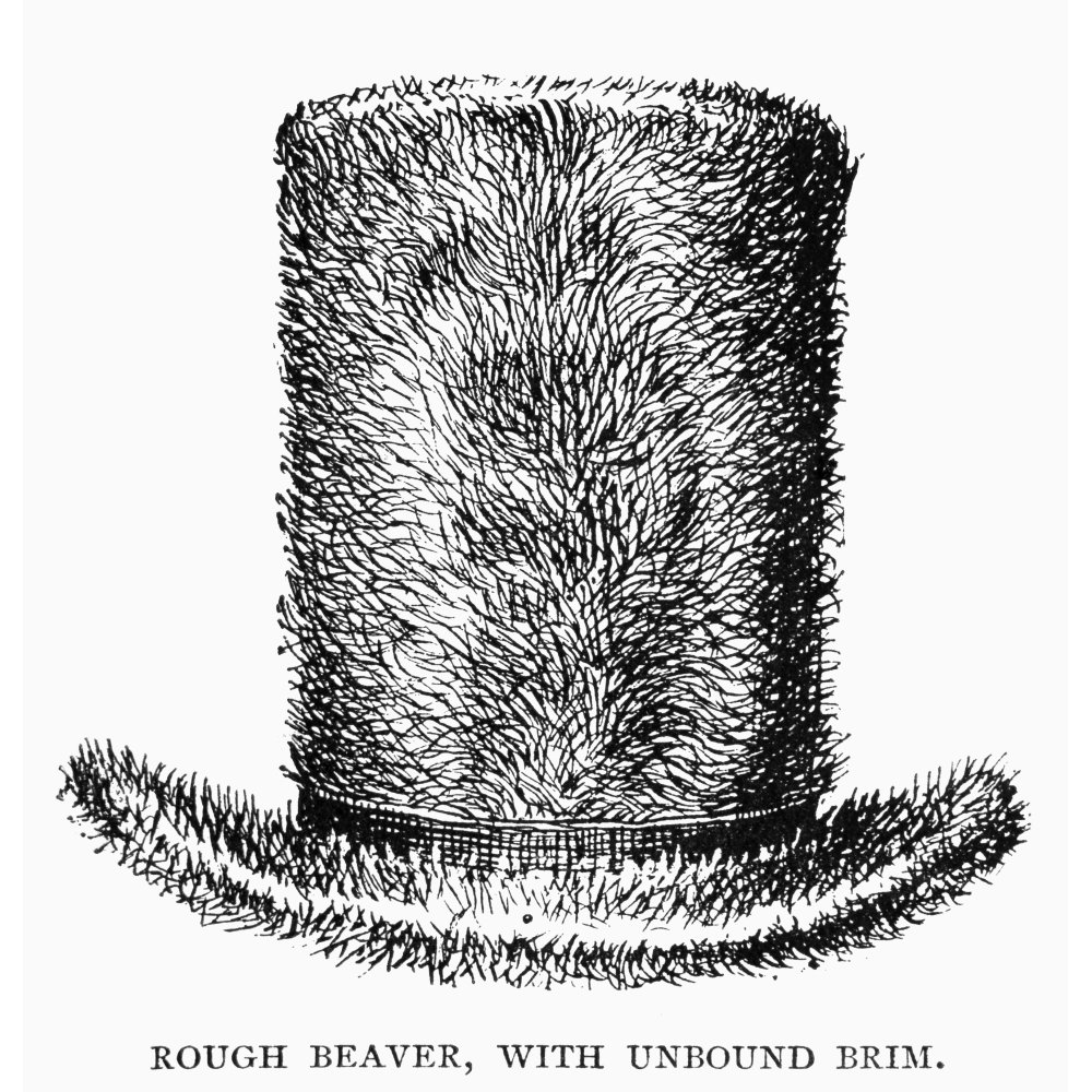 Beaver Hat, C1825. /Nrough Beaver Hat With Unbound Brim, Early 19Th