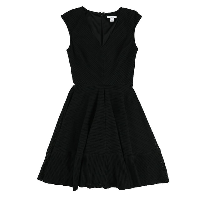 bar III Robe Évasée en Maille pour Femme, Noir, Très Grand