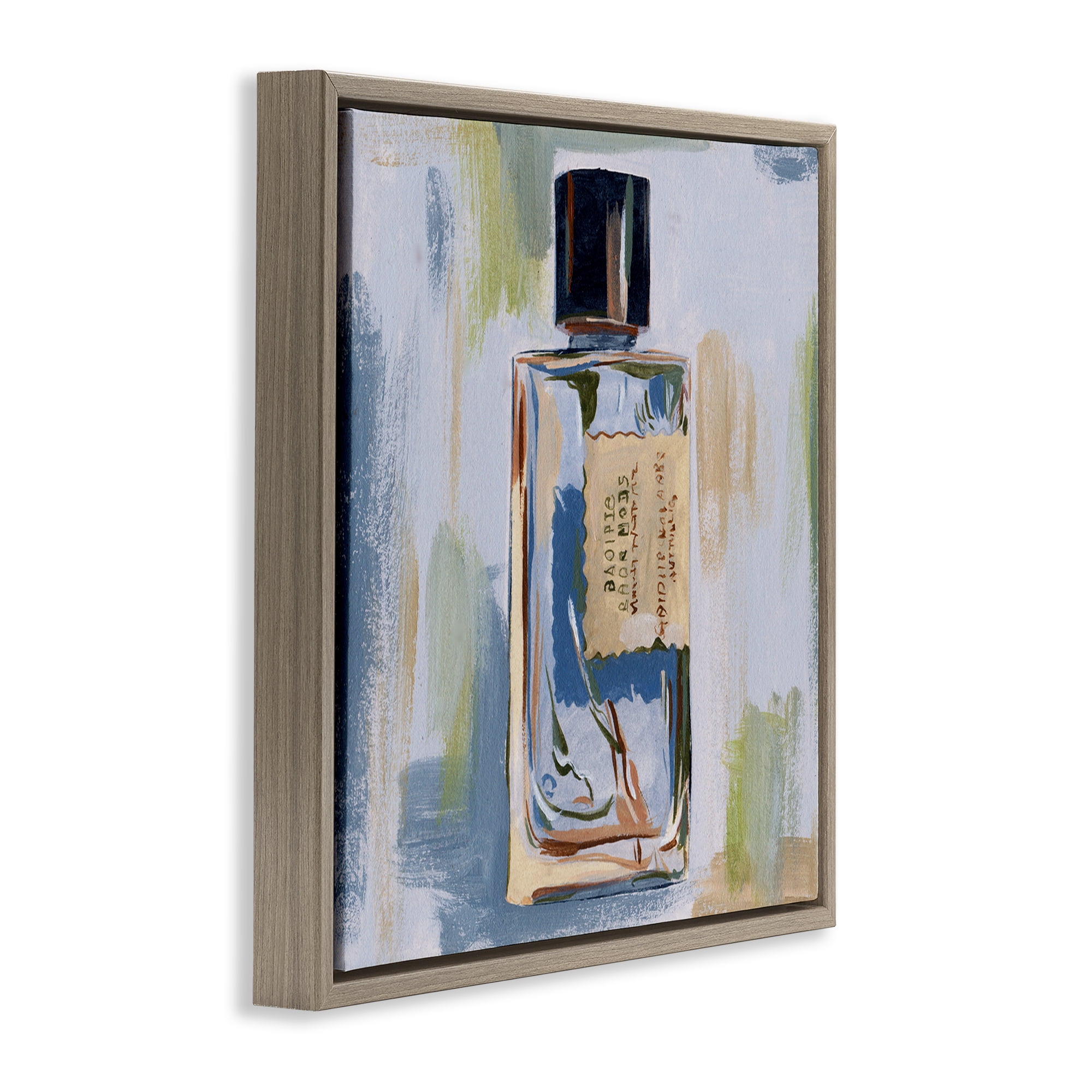 Stupell Industries Paint Streak Perfume Fashion Painting Brown Floater Framed Canvas Art Print Wall Art, 18 x 18