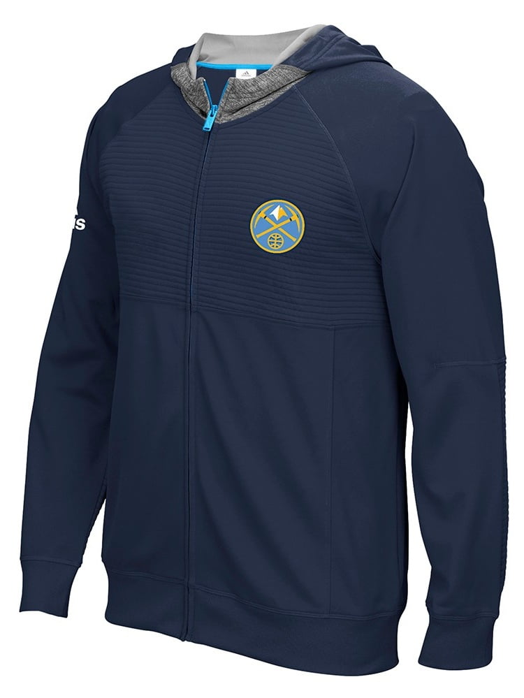 Denver Nuggets NBA Adidas Navy Blue 2016 Pre-Game Full Zip Hooded Performance Jacket For Men (3XL) by Adidas