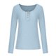 thumbnail image 4 of ICHUANYI Clearance Women's Casual Solid Color Buttons Long Sleeve V-Neck Loose Shirt Blouse Top(Light Blue, XL) ICHUANYI WER2023081017516, 4 of 8