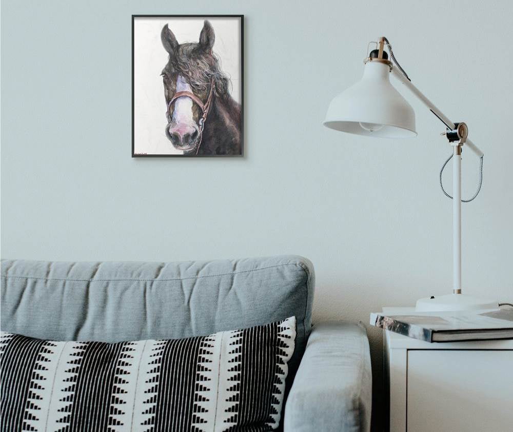 Stupell Industries Large Horse Head Animal Watercolor Painting Framed Giclee Texturized Art by George Dyachenko
