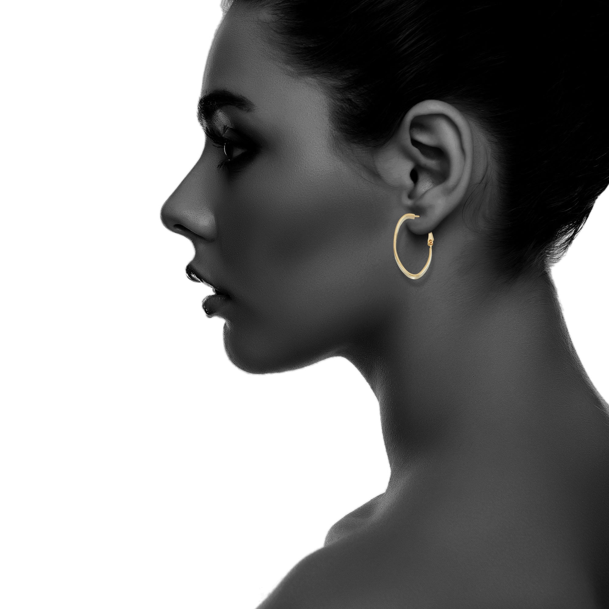 X & O Women's 14K Yellow Gold Plated Polished Oval 5 mm Hoop Earrings