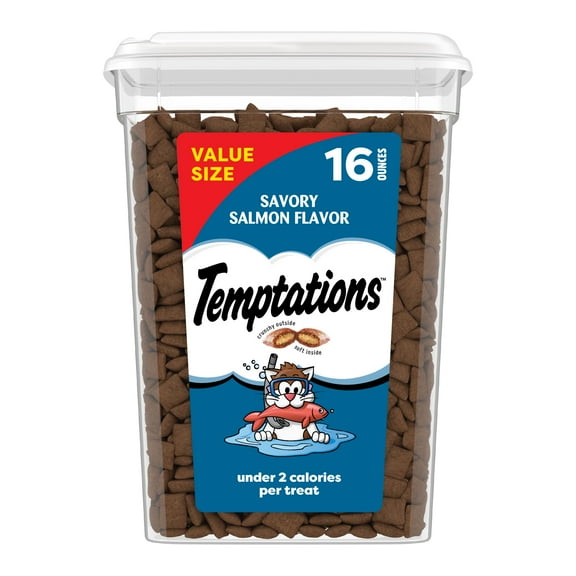 Temptations Classic Savory Salmon Flavor Crunchy And Soft Treats For Cats, 16 Oz Tub