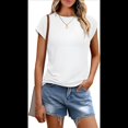 thumbnail image 3 of Camiseta de Verano para Mujer, Color Liso, Cuello Redondo, Corta, Color , Talla M, 3 of 6