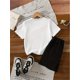 thumbnail image 2 of Girls' Daily Casual T-Shirt Set Cute "RABBIT" & Strawberry Rabbit Pattern Print, Polyester 100%, Slight Stretch, Knit Fabric, Short, Regular Fit, for Outdoor, Summer, Girls' Daily Casual Wear, 2 of 7