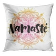 thumbnail image 1 of BSDHOME Taie d'Oreiller Phrase de Lettrage Namaste Imprimés de Calligraphie Moderne et Motif Henné 18x18 Pouces, 1 of 1