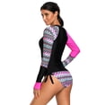 thumbnail image 4 of Women's Long Sleeves Rash Guard Athletic Swim Tankini Sets Swimsuit - Rose Red, 4 of 6