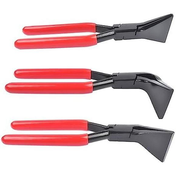 Queilt (28×17×8.5cm)Bending Pliers 3-Piece Sheet Metal Bending Pliers Set Straight Edging Pliers 0°, 45° and 90°, Black Burnished Carbon Steel, Red
