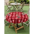 thumbnail image 4 of Outdoor Tablecloths with Umbrella Hole & Zipper, Red Plaid Round Tablecloth 54 Inch, Modern Art Checkered Farmhouse Waterproof Table Cloth, Patio/Pool/Picnic Table Covers, 4 of 8