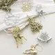 thumbnail image 4 of Colgante pequeño para decoración de árbol de navidad, alce, estrella, copo de nieve, dorado y plateado, galvanoplastia, 4 of 6