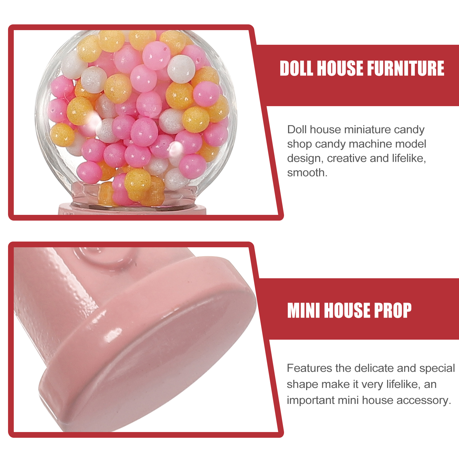 Set of 2 Mini Candy Machine Miniature Toys Accessories Doll House Furniture Gumball Twisters Dispenser Child - image 5 of 6