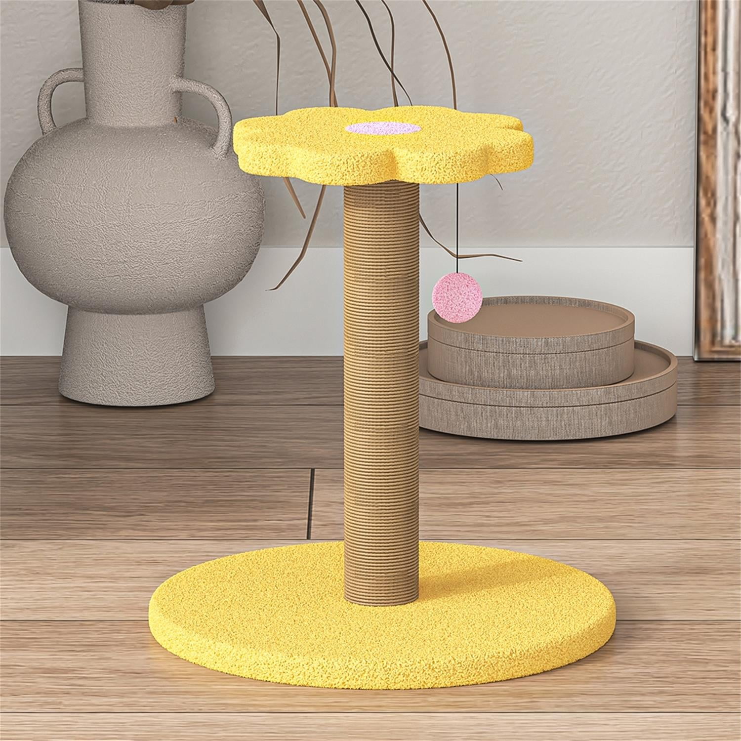 Pefilos 23" Cat Scratching Post, Small Cat Scratcher Tree for Indoor Cats with Removable Flower Cat Bed, Cat Tree Tower with Spring Ball, Red Pefilos 23" Cat Scratching Post, Small Cat Scratcher Tree for Indoor Cats with Removable Flower Cat Bed, Cat Tree Tower with Spring Ball, Red