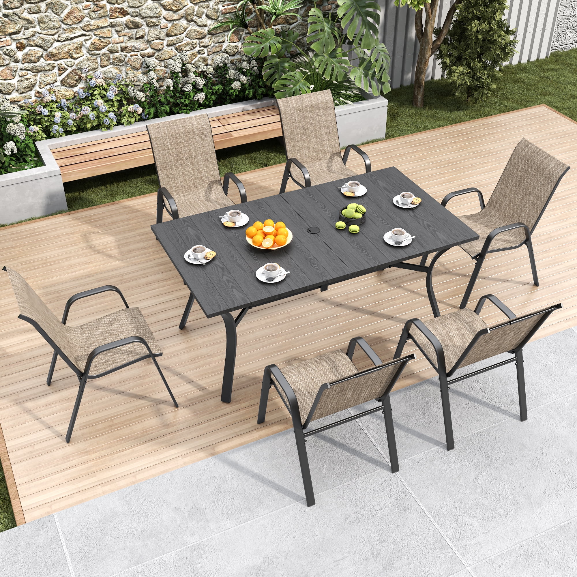 Leumius Patio Dining Chairs Set of 6, Textilene Outdoor Dining Chairs,Stackable & Heavy Duty for Patio, Garden, Banquet Hall