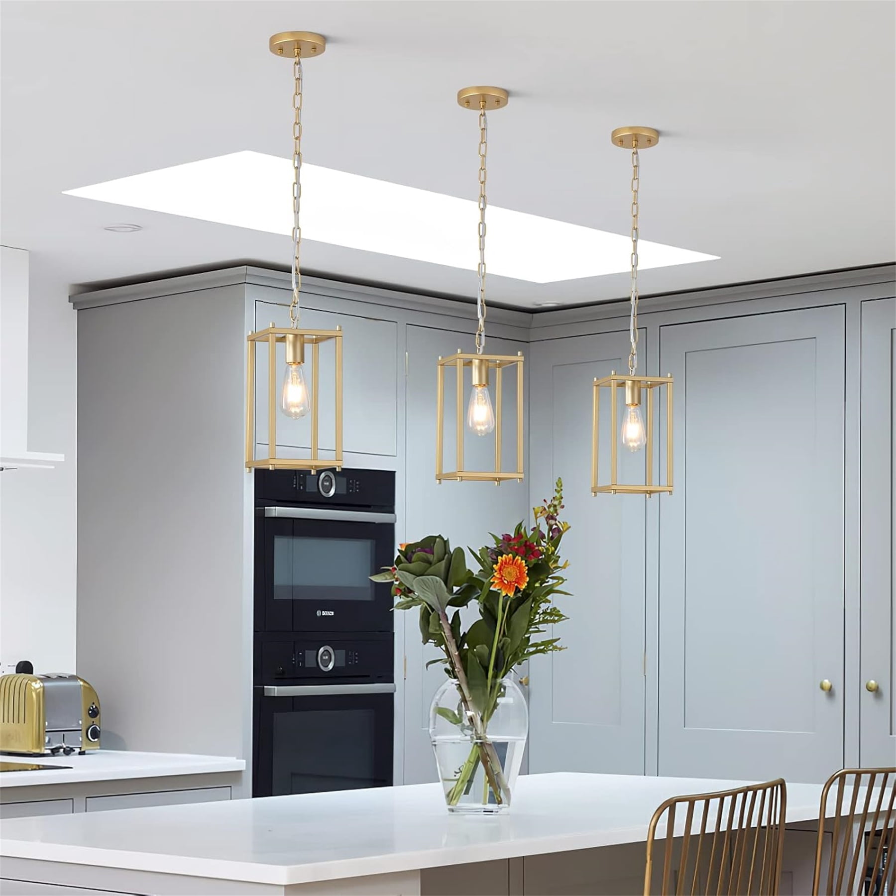 Metal square pendant light fixture Adjustable chain suspension  pendant lighting for Restaurant Entrance Hall Kitchen Island