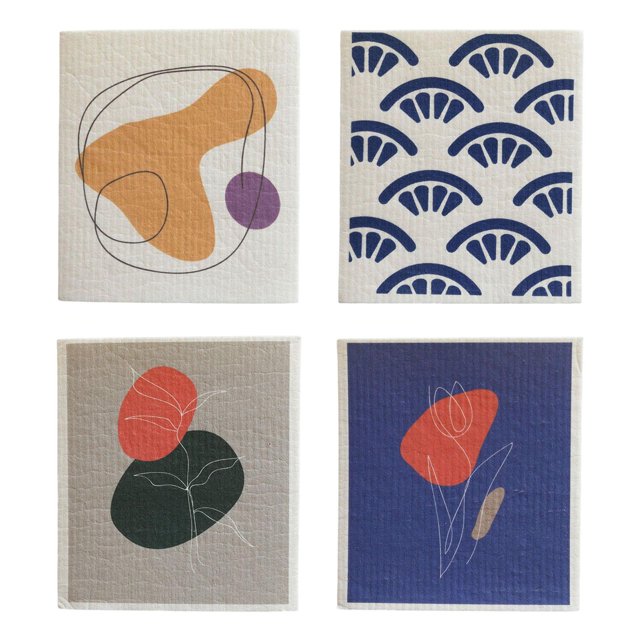 4 paños de limpieza de tela no tejida para lavar a mano, absorbentes, lavables y reutilizables. Estilo A