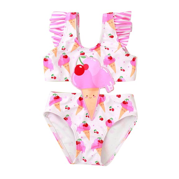 Summer Savings Clearance! Edvintorg 12Months-5Years Toddler Girls Swimsuit Fashion Cute Fruit Print Ruffles Bikini One-Piece Bathing Suit Swimwear Kids Girl Children's Swimwears