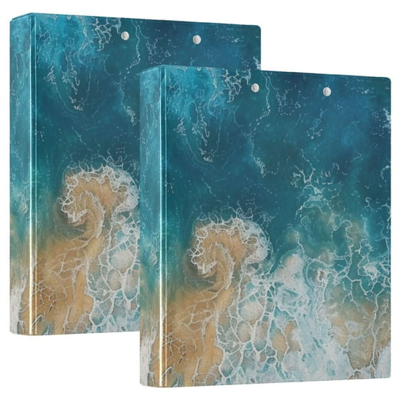 Beach Ocean 3 Ring Binders 1.5 inch Hardcover File Folders with Interior Pockets A4 Size Organizer for School Office Hospital