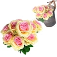 thumbnail image 2 of Fake Roses Artificial Flowers Red Roses with Long Stems Realistic Faux Silk Rose Bouquets for Wedding Bridal Shower Centerpieces Floral Arrangements Party Valentines day Flowers(pink,17.32"), 2 of 9