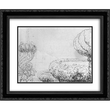 - Thomas Cole 2x Matted 24x20 Black Ornate Framed Art Print 'Pen and pencil drawing'