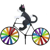 3D Cat Dog Riding Bike Windmill,Innovative Cartoon Shape Windmill,Yard Art Decoration Garden Ornament Wind Spinner,Black Cat