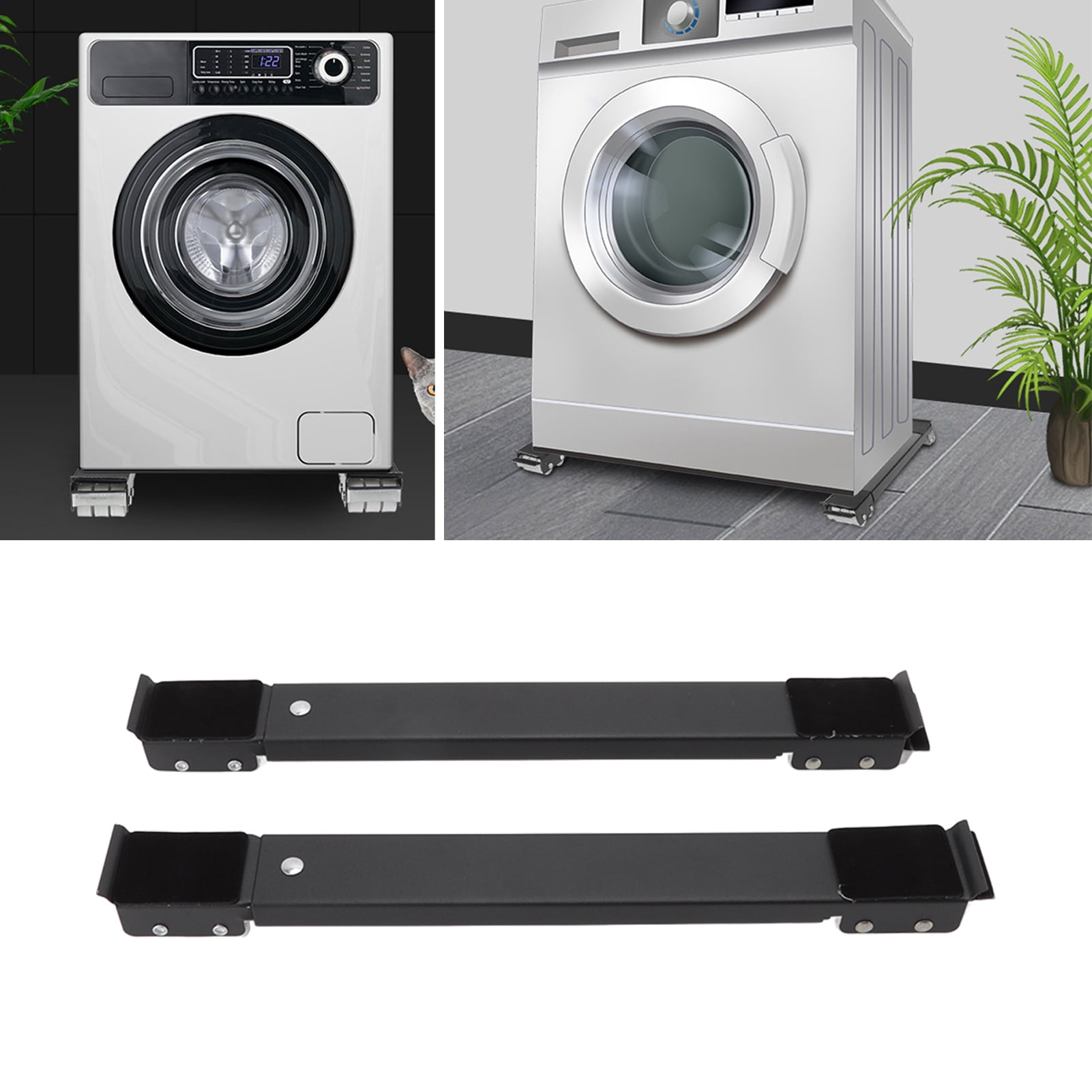 Appliance Rollers Washing Machine Wheels, Heavy Duty Furniture Mobile Roller for Washing Machines, Refrigerators, Dryers and Dishwashers, Support 300kg (Negro)