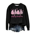 thumbnail image 4 of pimelu Christmas Sweater Merry Christmas Womens Sweatshirt Trendy Pink Christmas Tree Graphics Print Shirts Xmas Girls Plus Size Long Sleeve Crewneck Pullover Top, 4 of 4