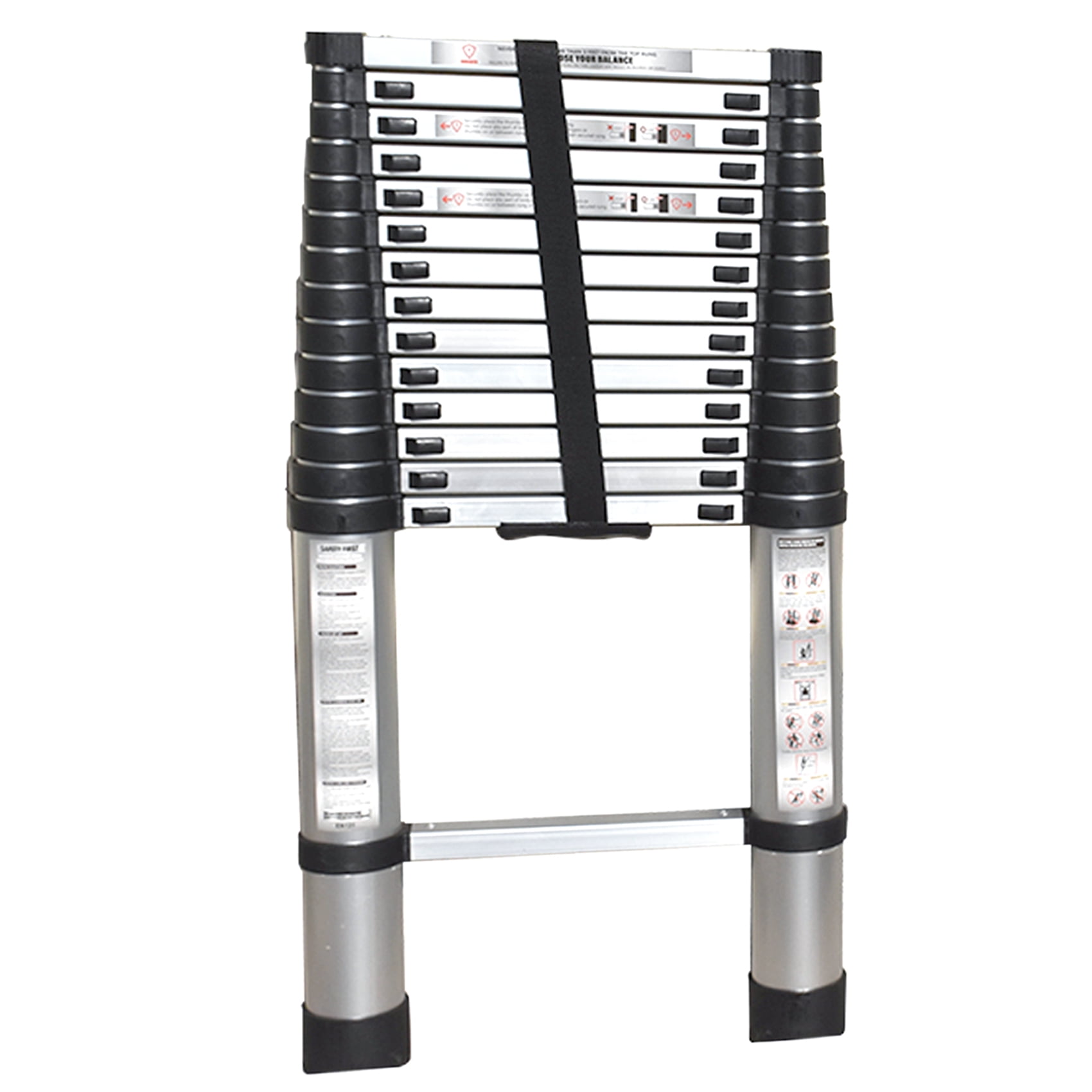 Labwork elfinrm Folding Telescoping Ladder Aluminum Extendable Ladder 14.5FT Collapsible Ladder One Button Retraction Ladder Multi-Use, 330 Lb Capacity