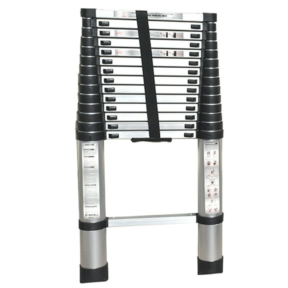 Labwork elfinrm Folding Telescoping Ladder Aluminum Extendable Ladder 14.5FT Collapsible Ladder One Button Retraction Ladder Multi-Use, 330 Lb Capacity