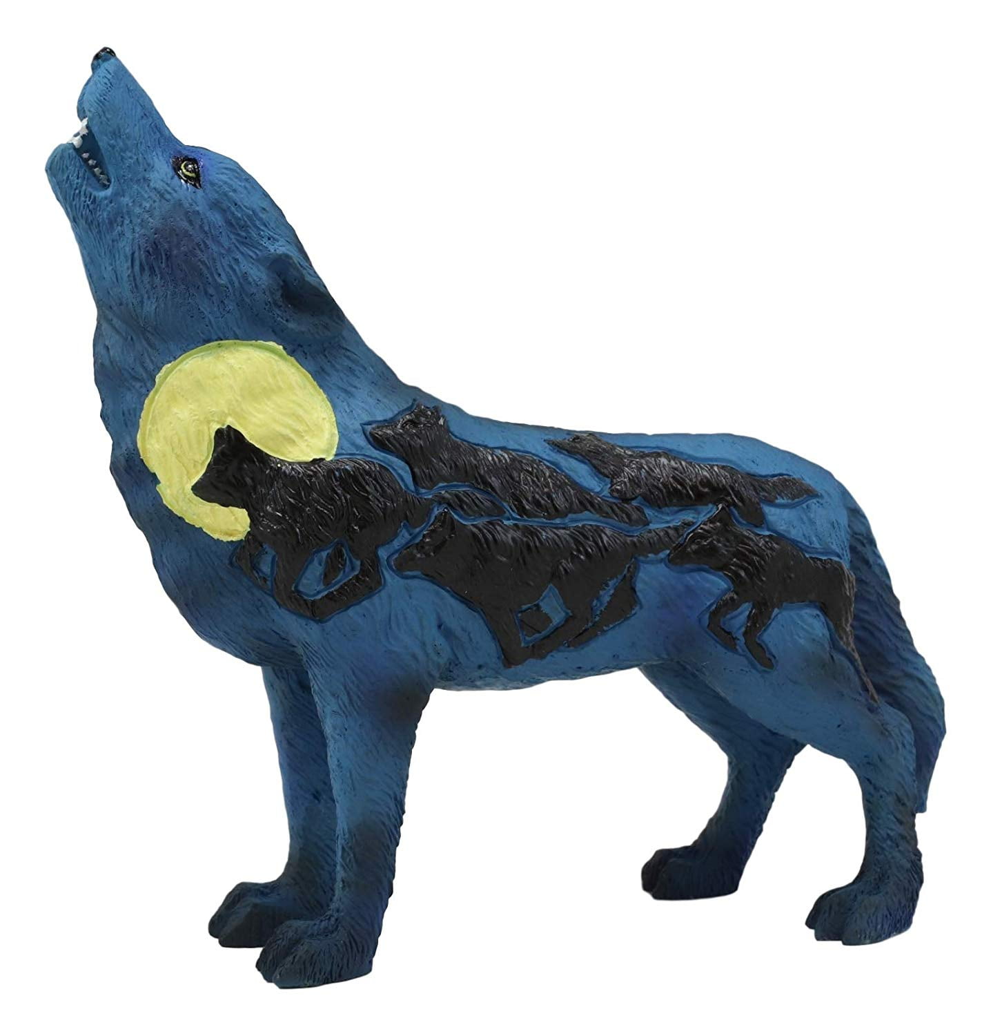 Small Howling Wolf Figurine Faux Carved Wood Collectible Dog Statue 