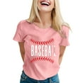 thumbnail image 4 of TODOZO Hot Sale!! Baseball Shirt for Women Baseball Mom Shirt Baseball Letter Graphic Tee Game Day Short Sleeve Tops American Flag Shirts for Women Pink M, 4 of 6