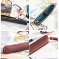 thumbnail image 4 of Nvzi Estuche para bolígrafos, hecho a mano, de cuero, estilo vintage retro, con cremallera, para pluma estilográfica, pinceles, marrón oscuro., 4 of 4