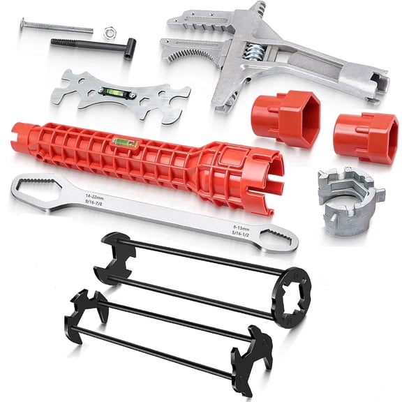 Pershook Multifunctional Faucet Sink Basin Wrench Tool Set,Plumbing Tools for Tight Spaces,Adjustable Wrench,Plumber Wrench for Toilet,Kitchen Repairs