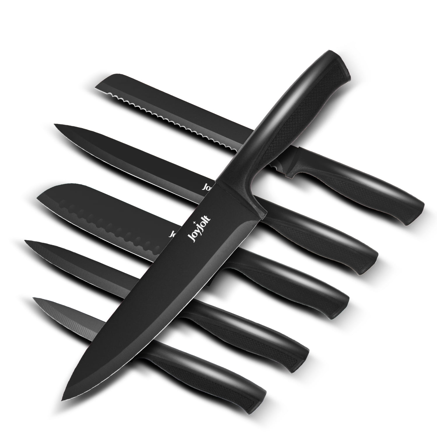 Joyjolt Multi Purpose 12 Piece Non-stick Kitchen Knife Set - 6 Knives & 6 Blade  Guards Set - Black : Target