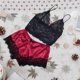 thumbnail image 1 of Puntoco Ropa de dormir para mujer Pijama sexy de encaje negro con retazos de encaje para mujer y ropa de casa sexy para mujer, 1 of 3