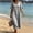 Gray, variant on Long Womens Dresses Summer Summer Cotton Linen Blue Short Sleeve A Line Dress Drop Shoulder Tassel V Neck Loose Fit with Pockets Dresses