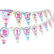Flamingo Party Happy Birthday Banner Pennant