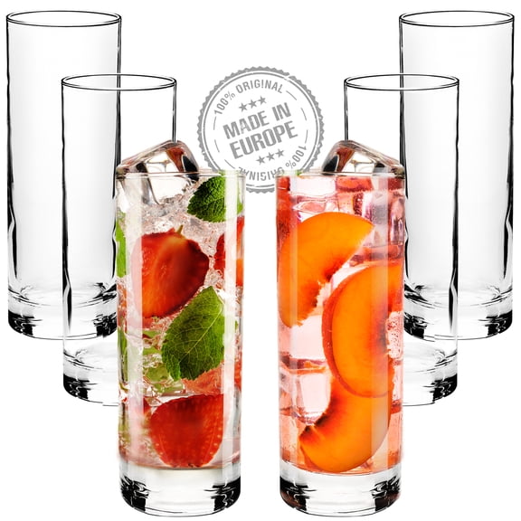 Volarium Highball Glasses Set - Clear, Drink Glass Set of 6 for Water, Juice, Cocktails