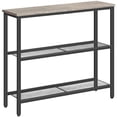 thumbnail image 1 of Mesa consola HOOBRO 29.5 angosta de 3 niveles con estantes en color gris/negro, 1 of 9