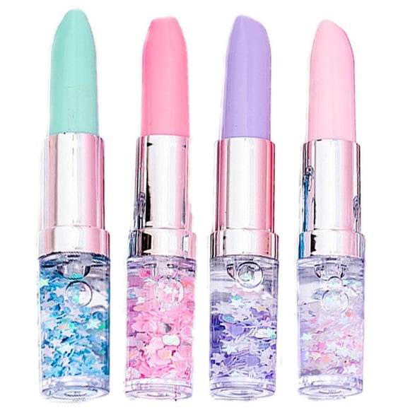 Jiibva 4pcs Lipstick Shaped Ballpoint Pen Novelty Ballpoint Pen Portable Rolling Ball Pen Small Ball Pen Office Supplies