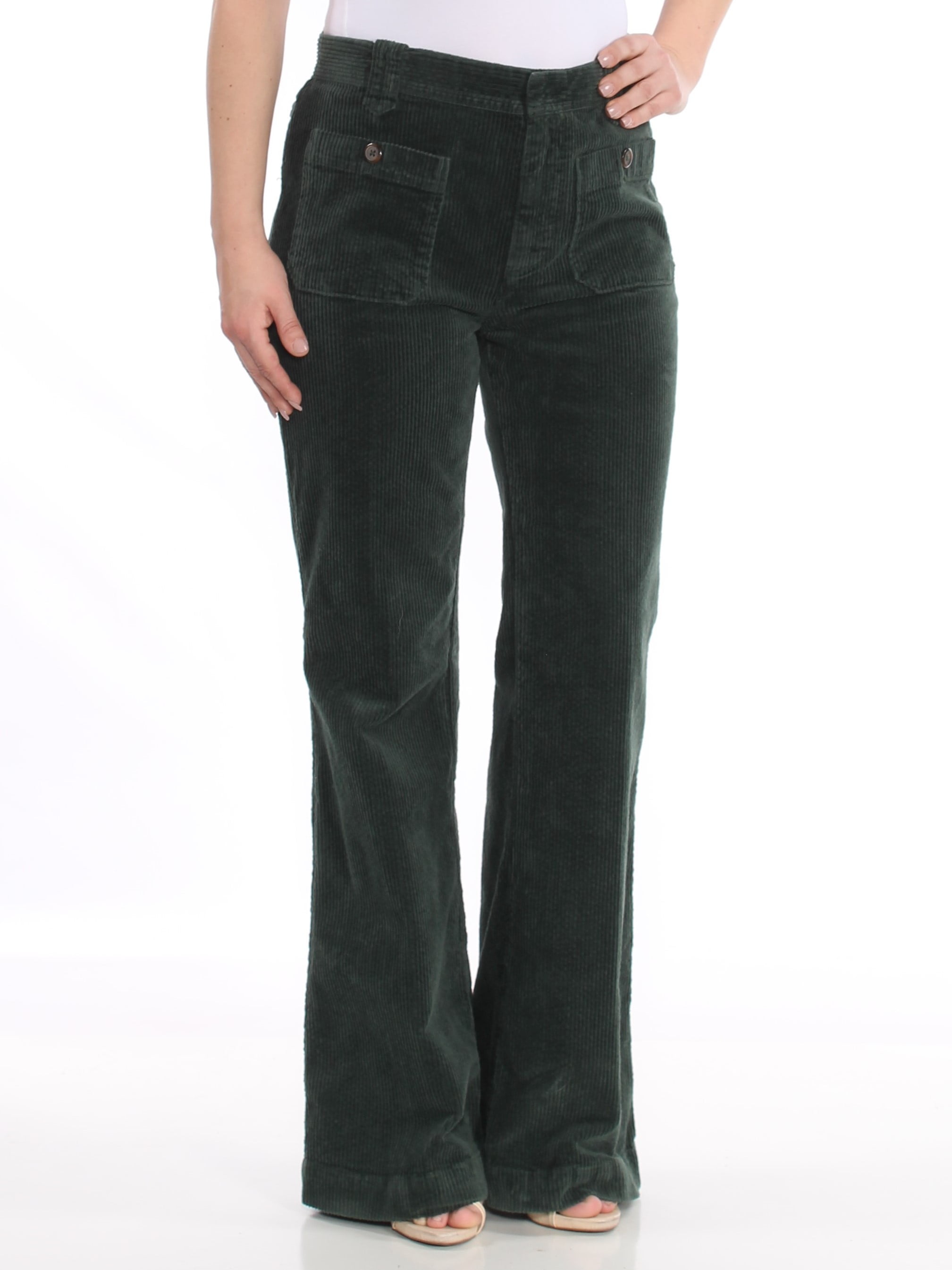 Free People FREE PEOPLE Womens Green Corduroy Flare Jeans Size 2