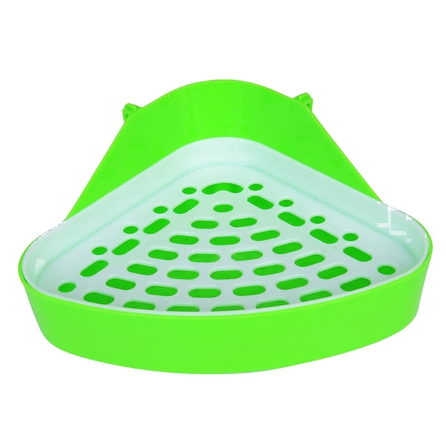 Greeniant Orinal geométrico para mascotas, caja de ropa de cama de esquina para inodoro de hámster, animales pequeños, Color de inodoro de plástico, Aseo de mascotas verde